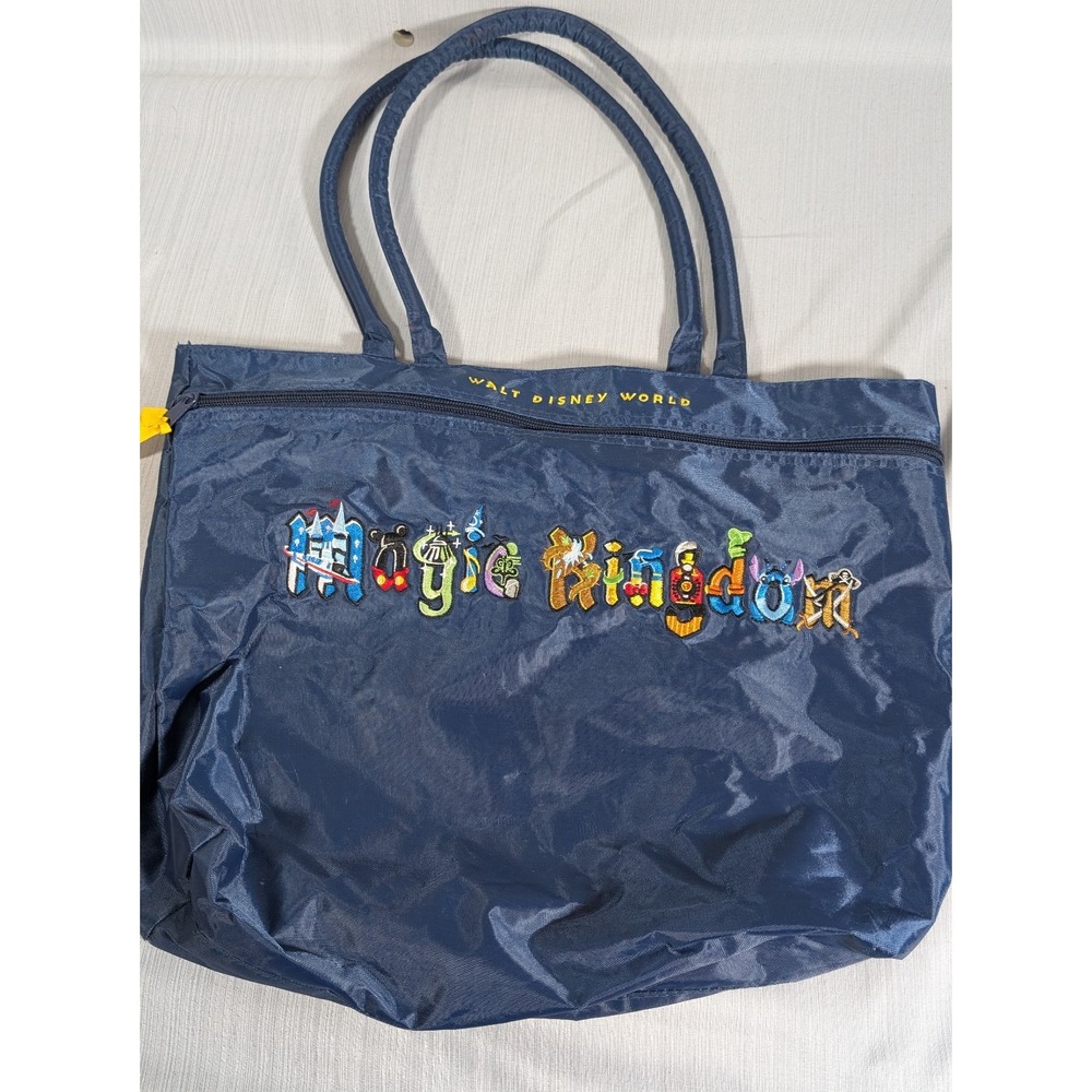 Walt Disney World Magic Kingdom Tote Bag  Navy Blue Embroidered 16x13